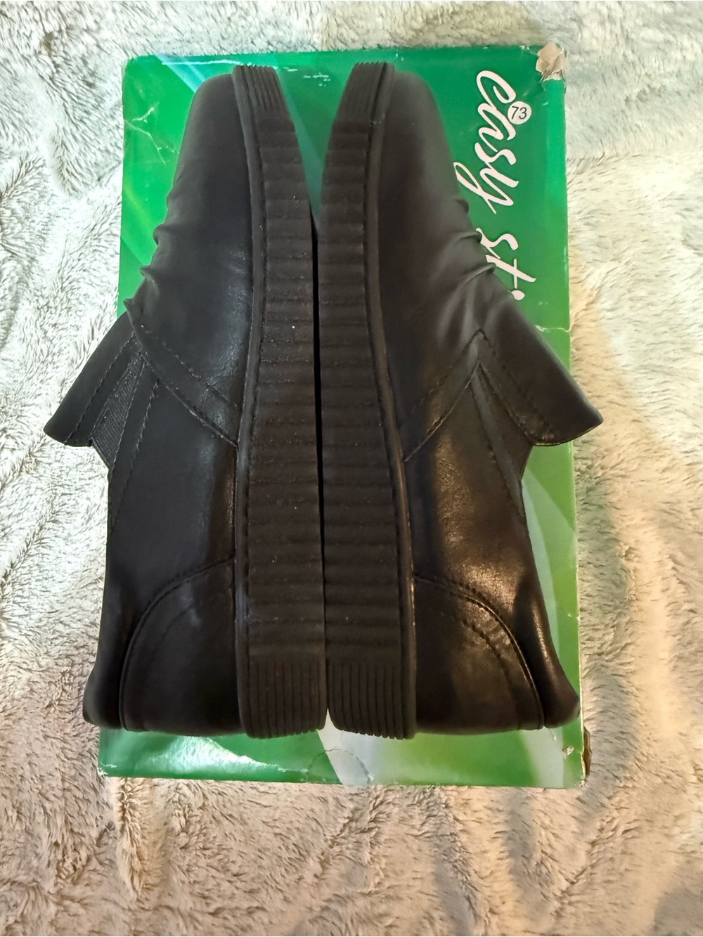 easy street Black Slip-On Platform Sneakers